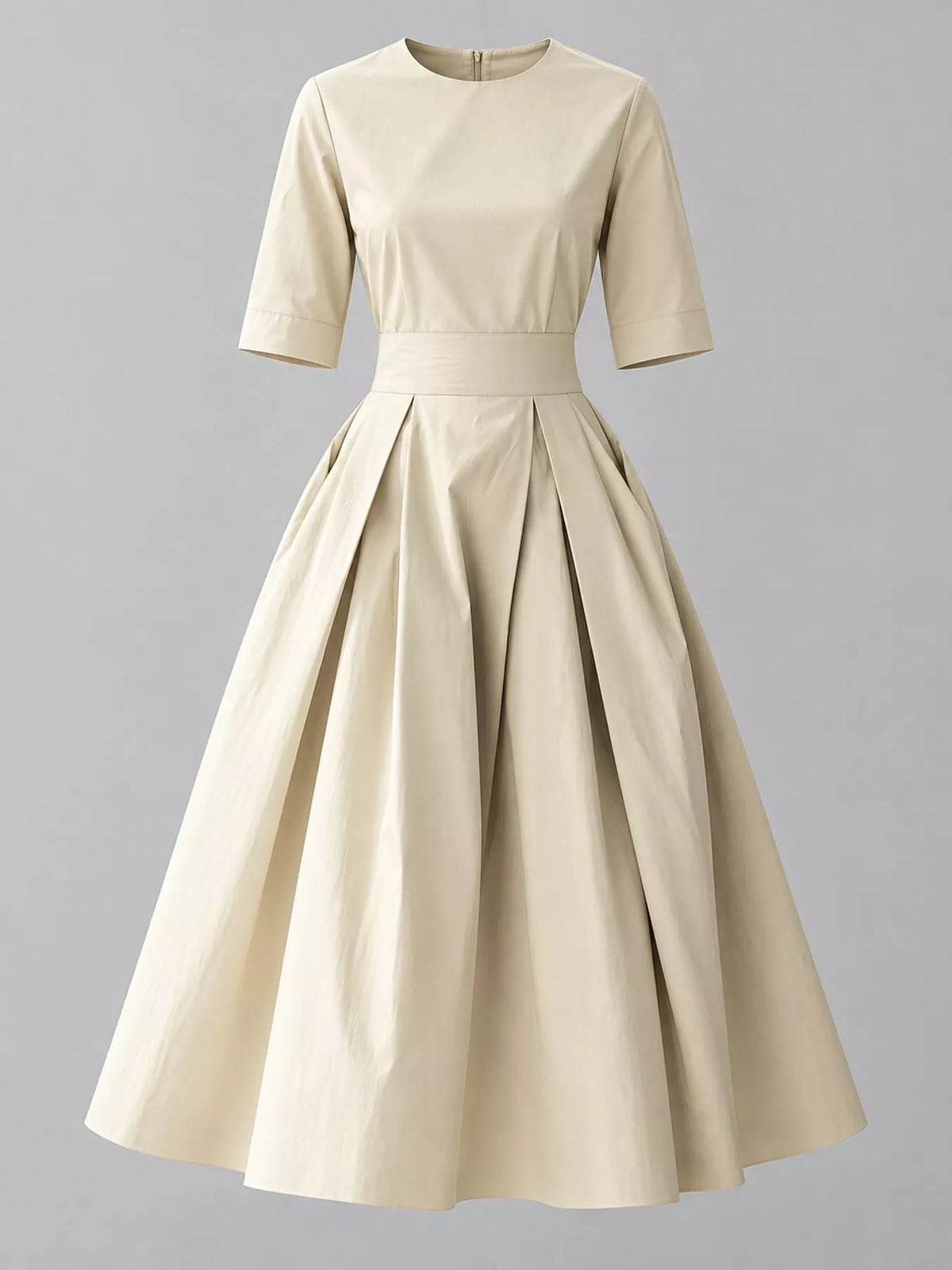 Round neck short sleeve midi dress, product view