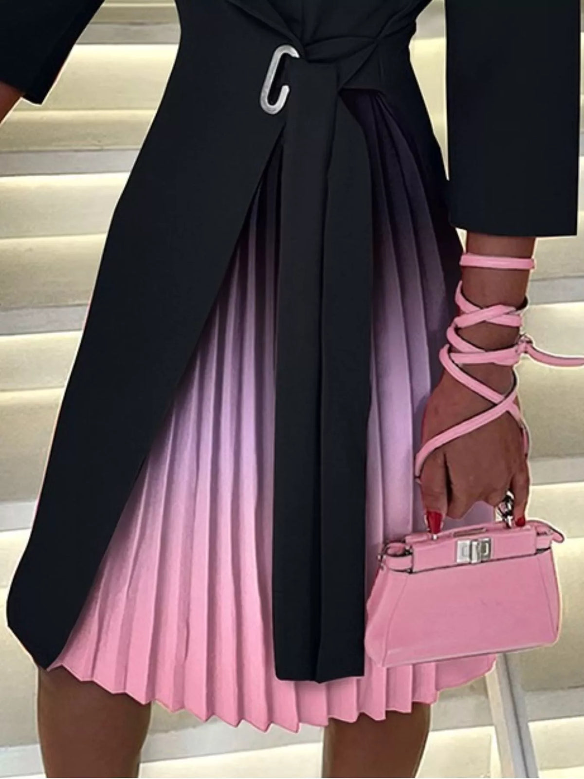 Blazer style pleated midi dress
