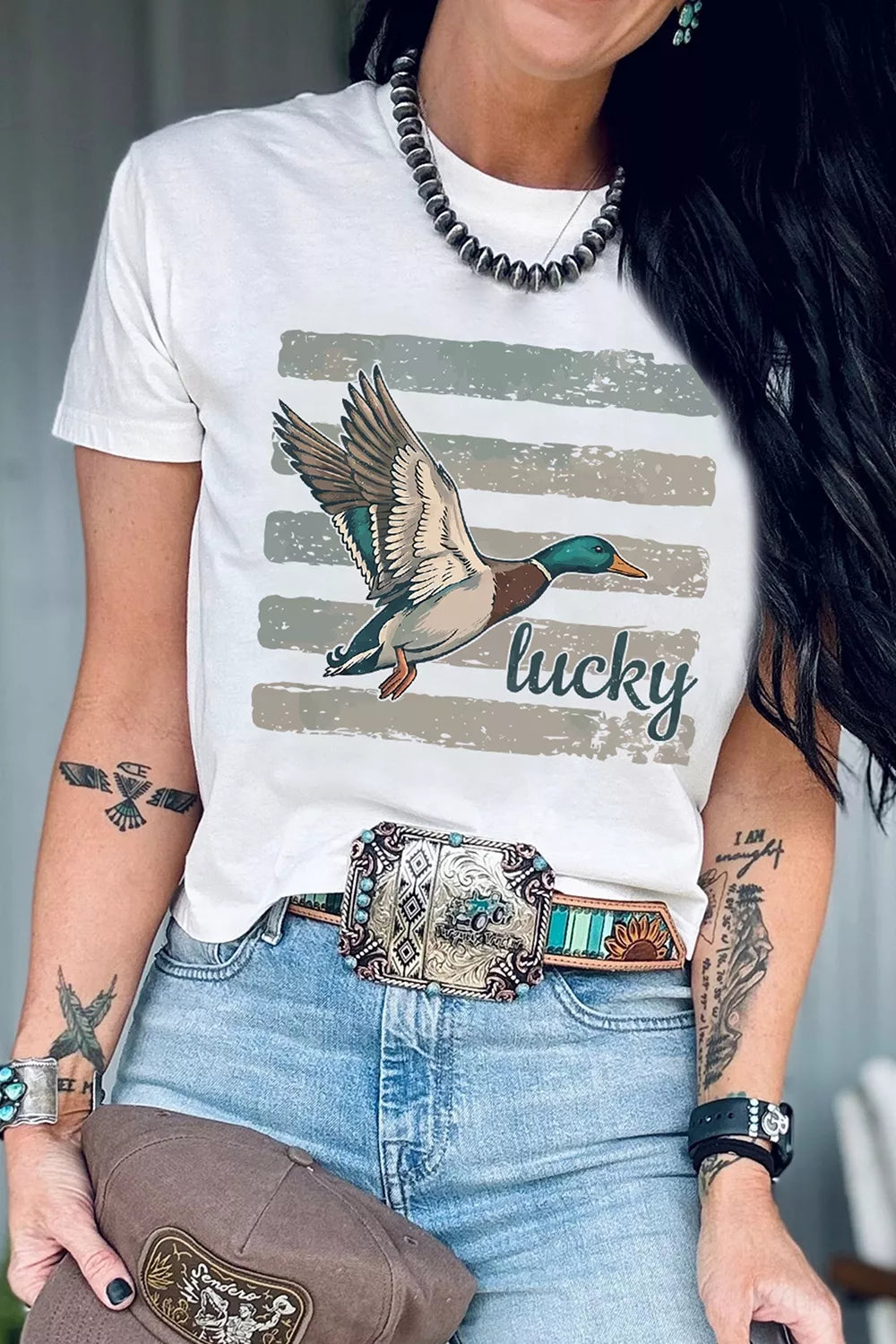 Mallard Striped Short Sleeve T-Shirt, front view