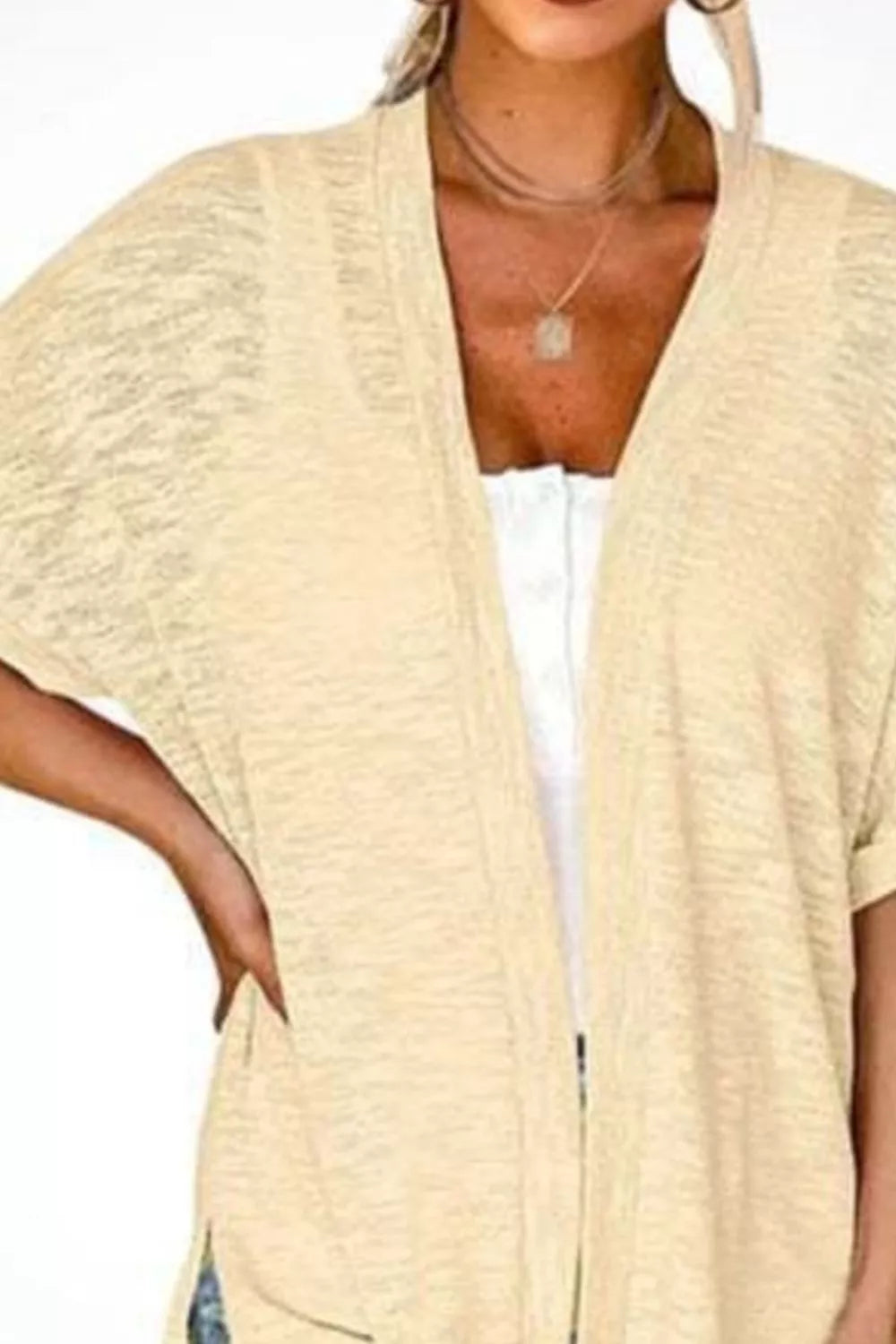 Trendsi Side Sit Open Front Cardigan -