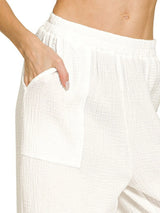 Trendsi Zenana Double Gauze Elastic Band Pants -