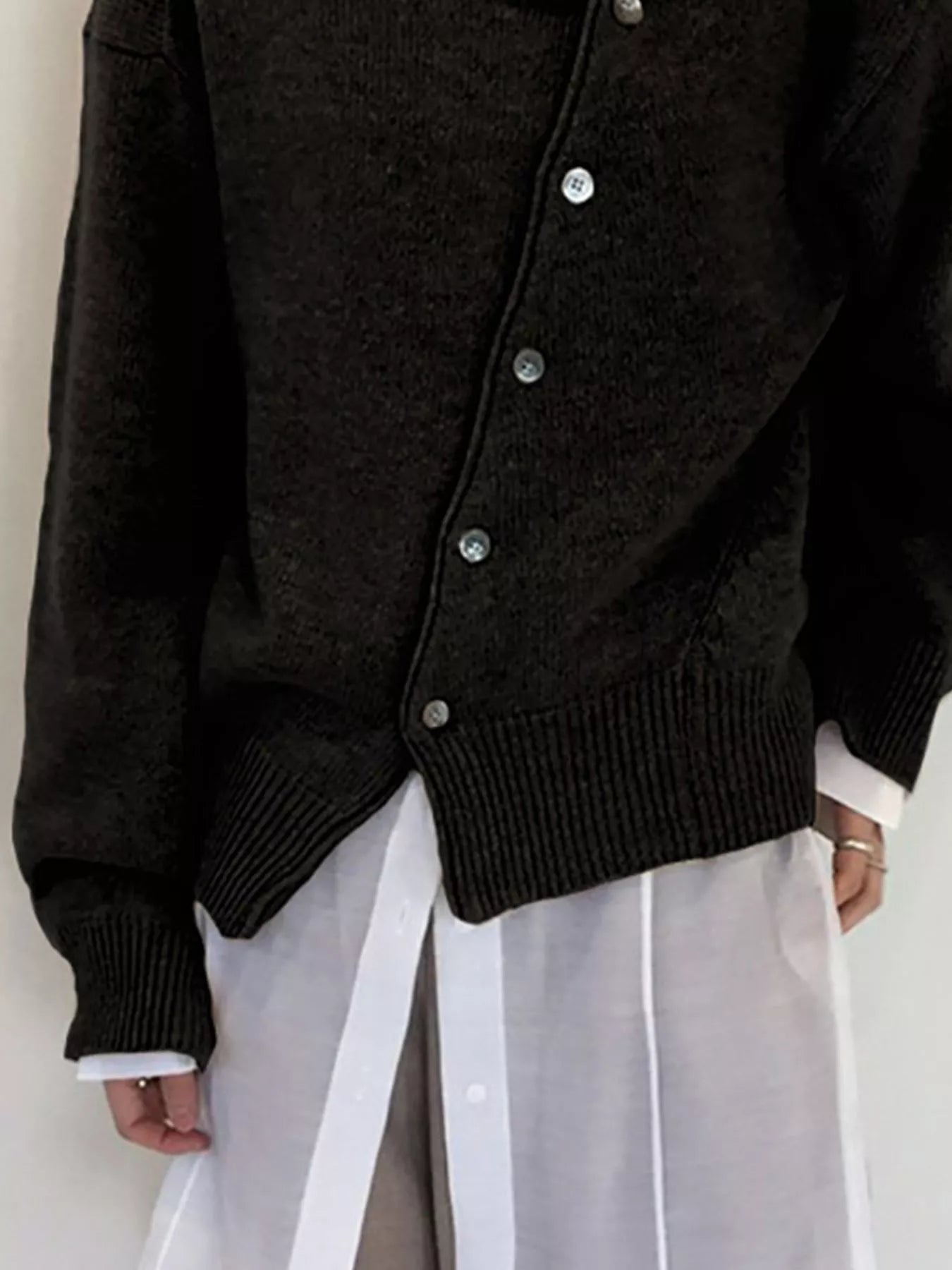 Trendsi Asymmetric Button-Down Sweater -