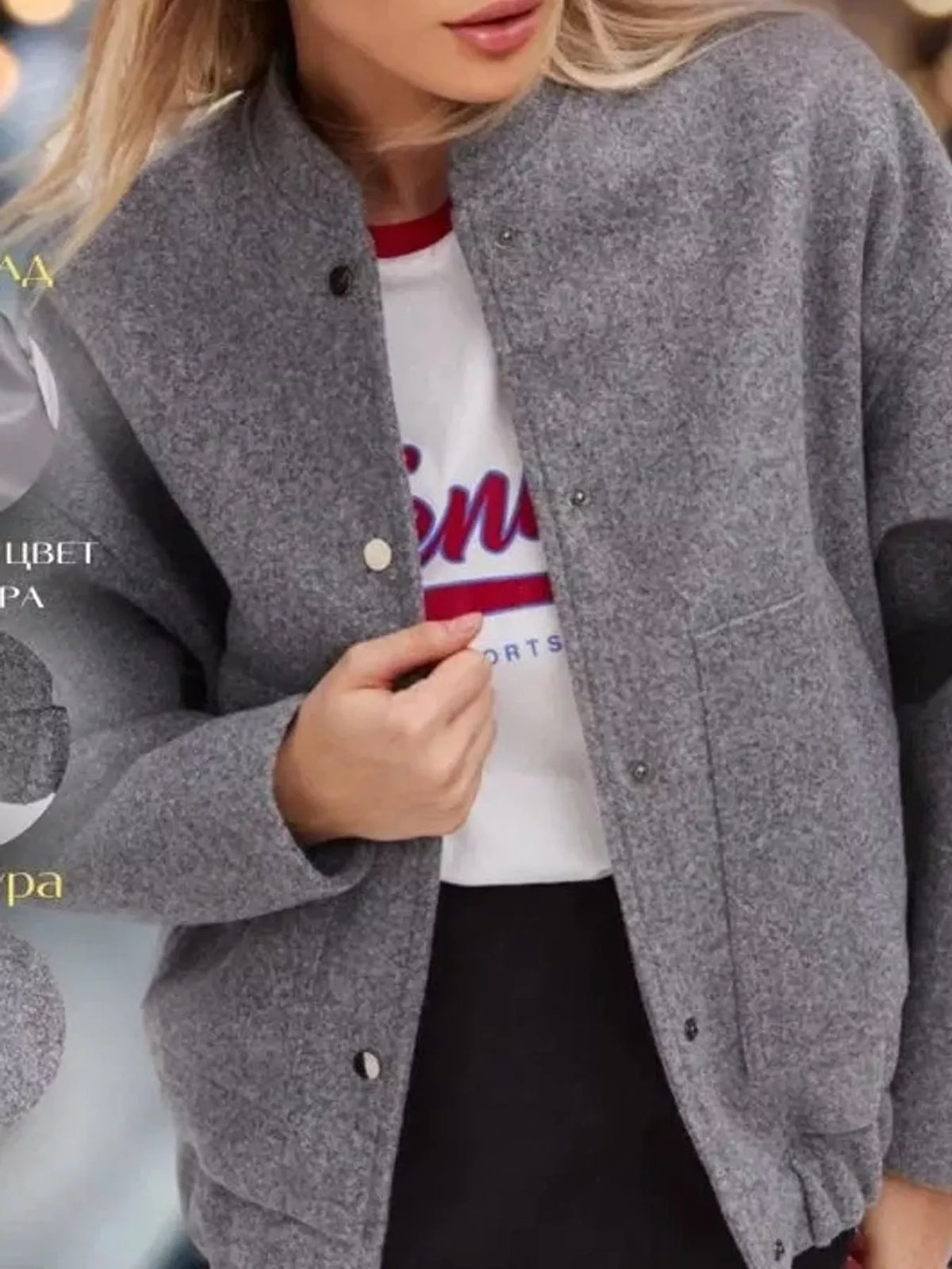 Gray snap-button bomber jacket