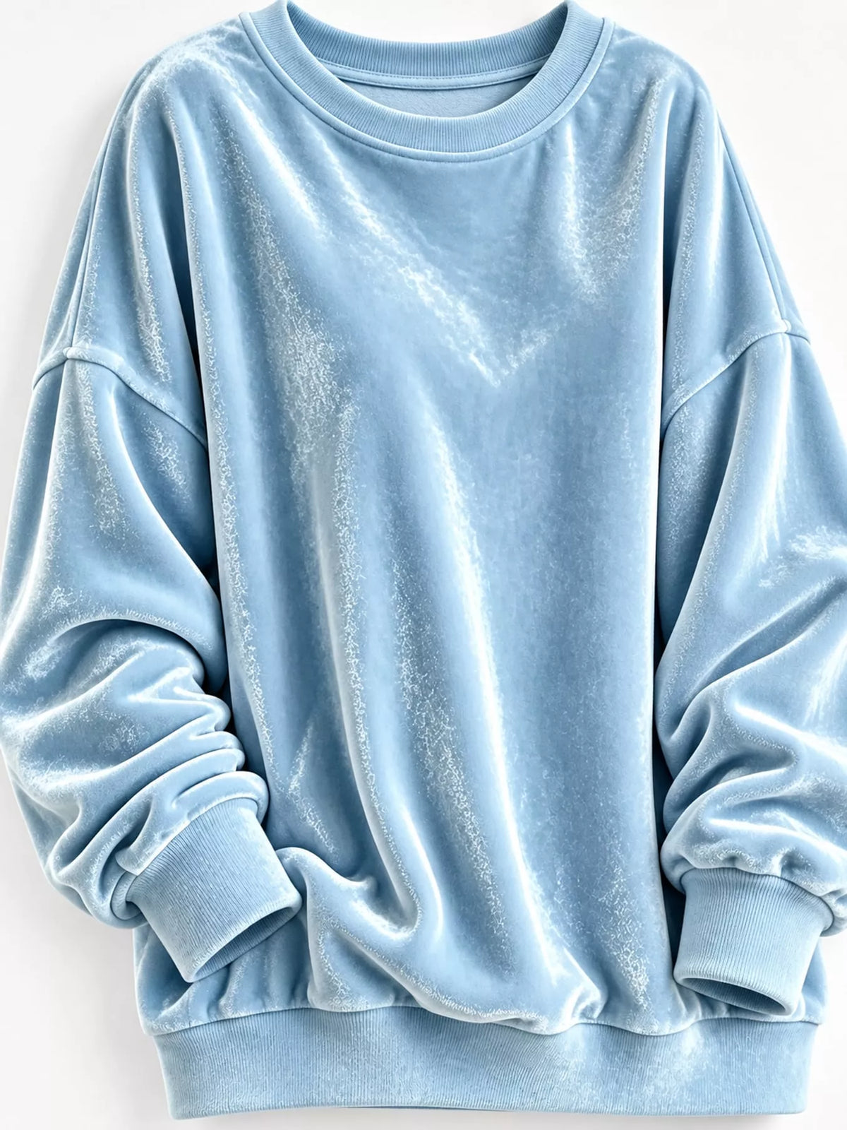 Crew-neck sweatshirt, light blue hanging front