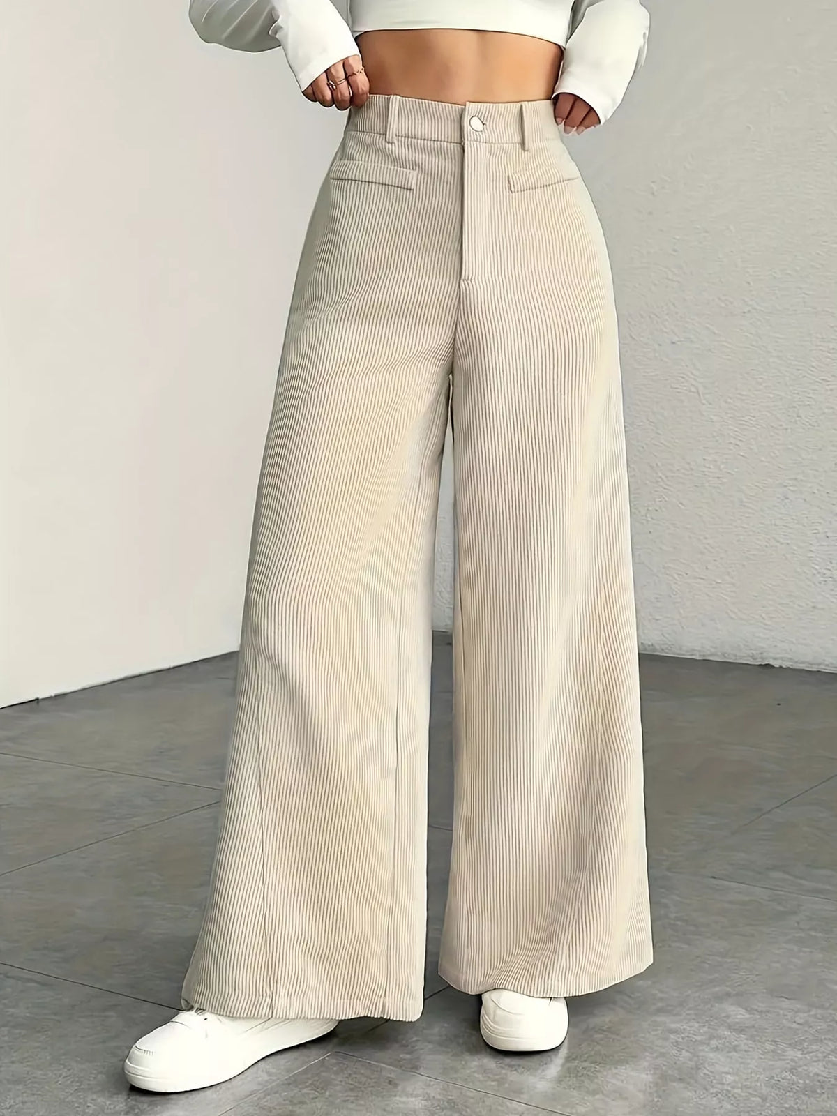 Apricot high-waisted wide-leg pants