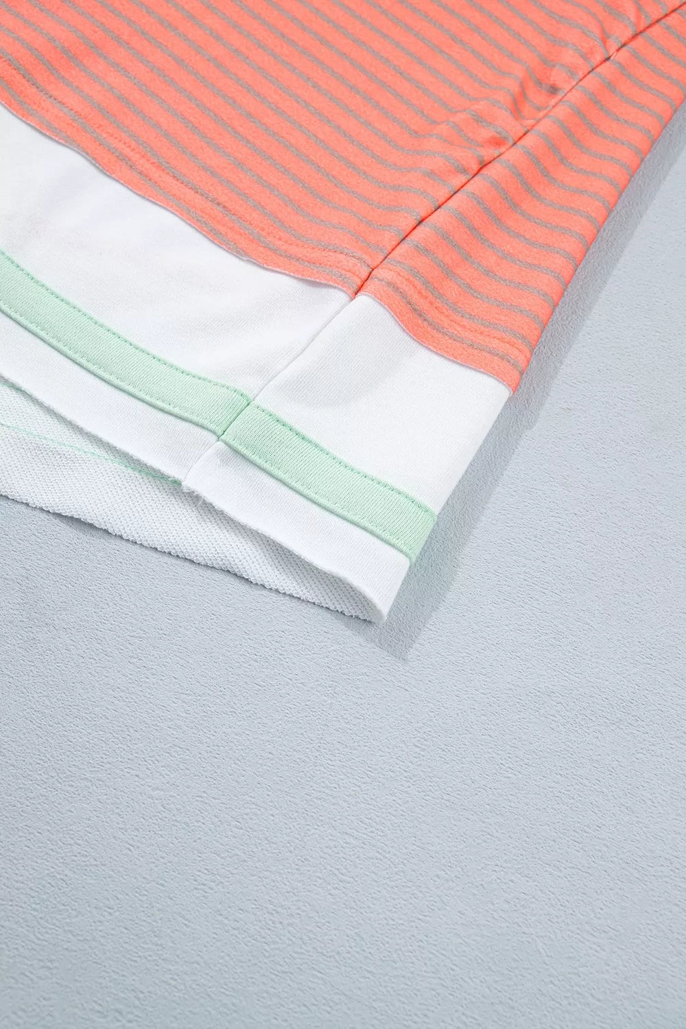Trendsi Stripe Colorblock Detail Raw Seam Long Sleeve Tunic Top - Shirts