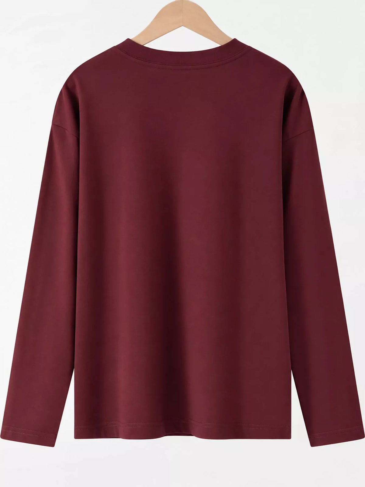 Solid Long-Sleeve Crew Neck T-Shirt — back view