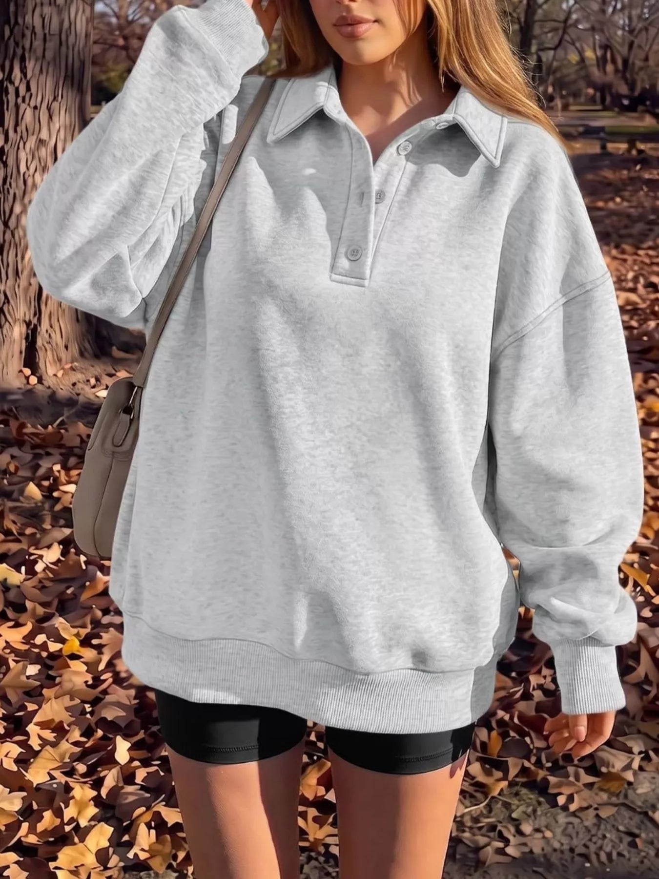 Trendsi Button Detail Dropped Shoulder Sweatshirt -