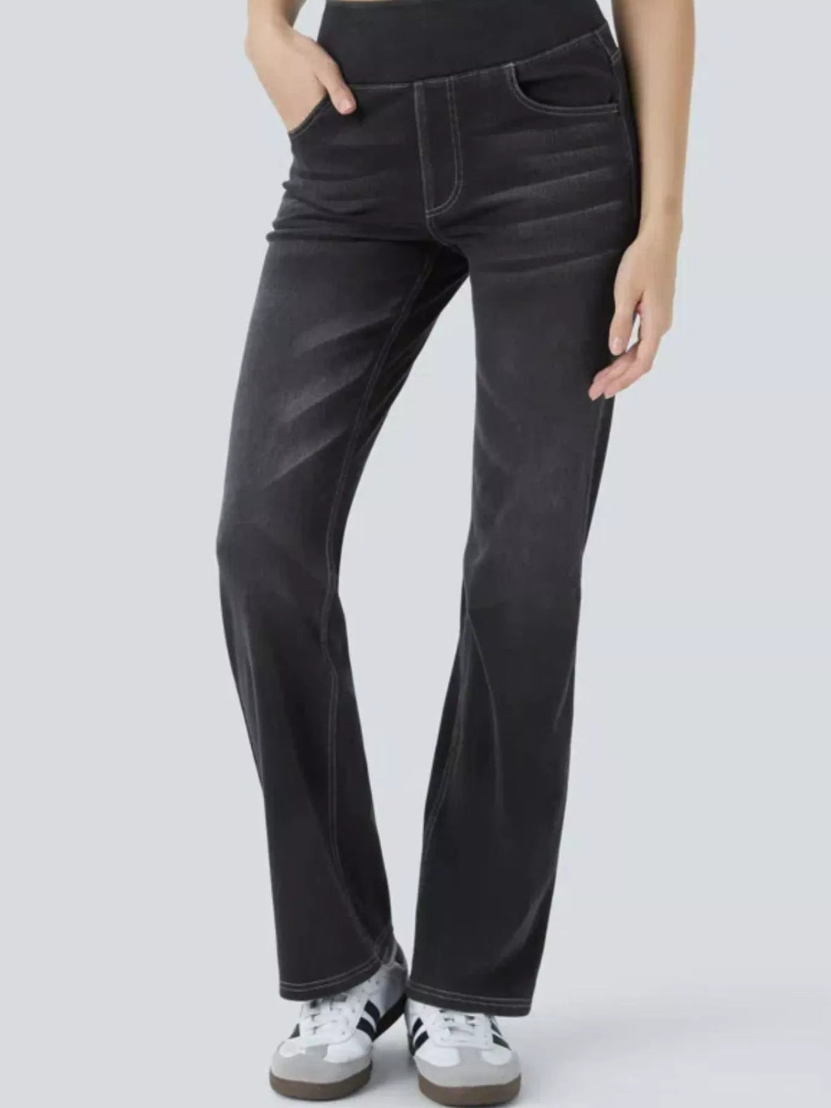 High-Waisted Flared Jeans — front view