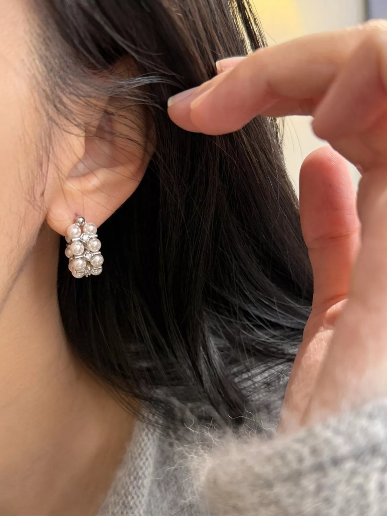 Trendsi Pearl Hoop Earrings -
