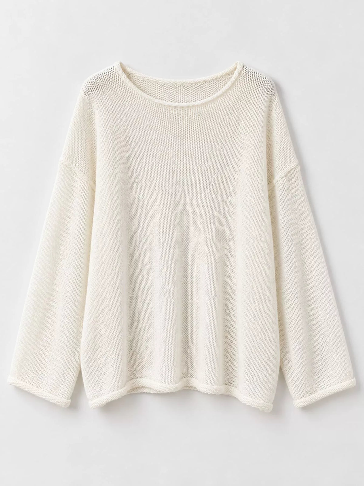 Knit cover-up, cream flat lay