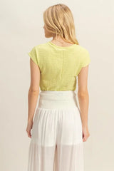 Trendsi HYFVE Textured Round Neck Cap Sleeve Knit Top -