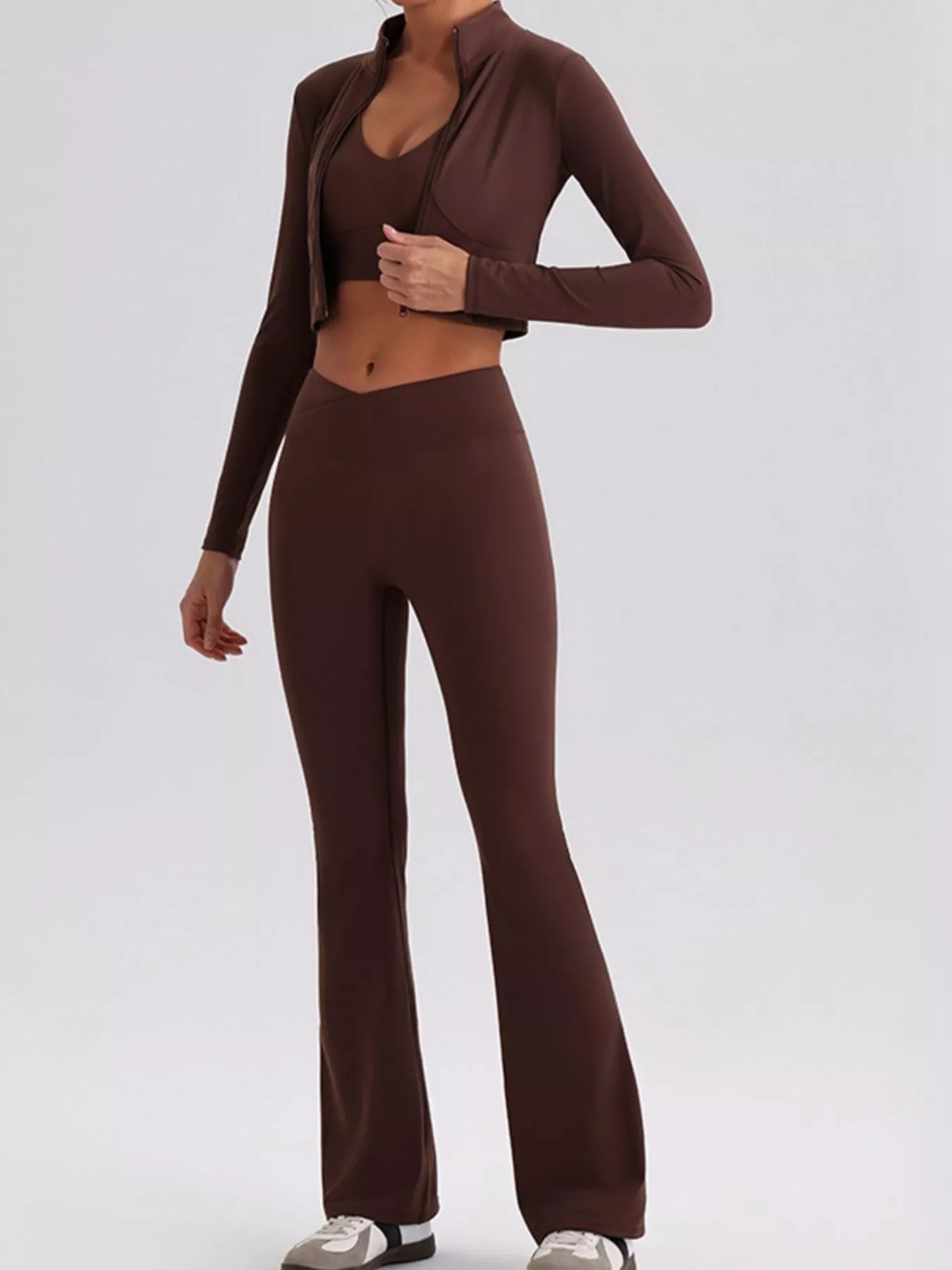 Trendsi Seamless Criss-Cross V-Neck Tank and Leggings Active Set -