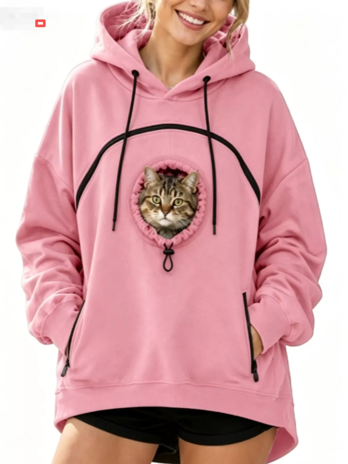 Pink kangaroo pet pouch hoodie