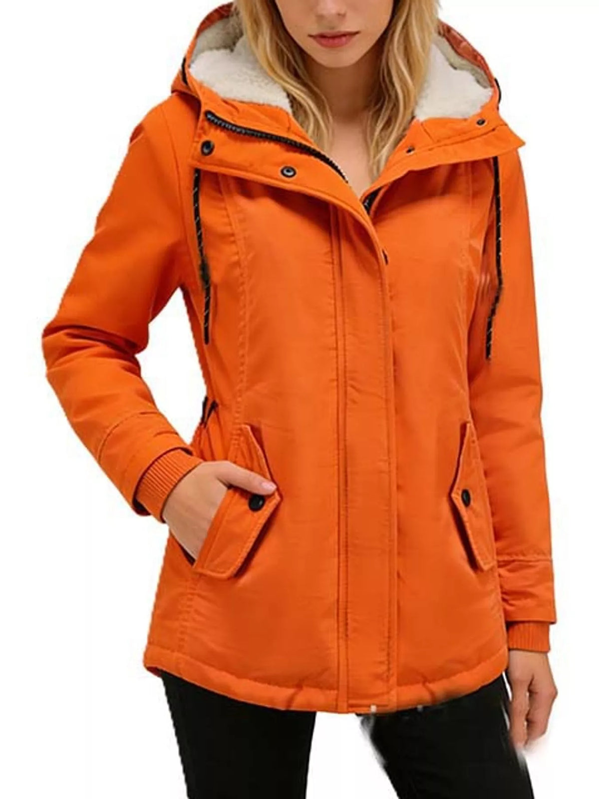 Sherpa-Lined Hooded Jacket — front view