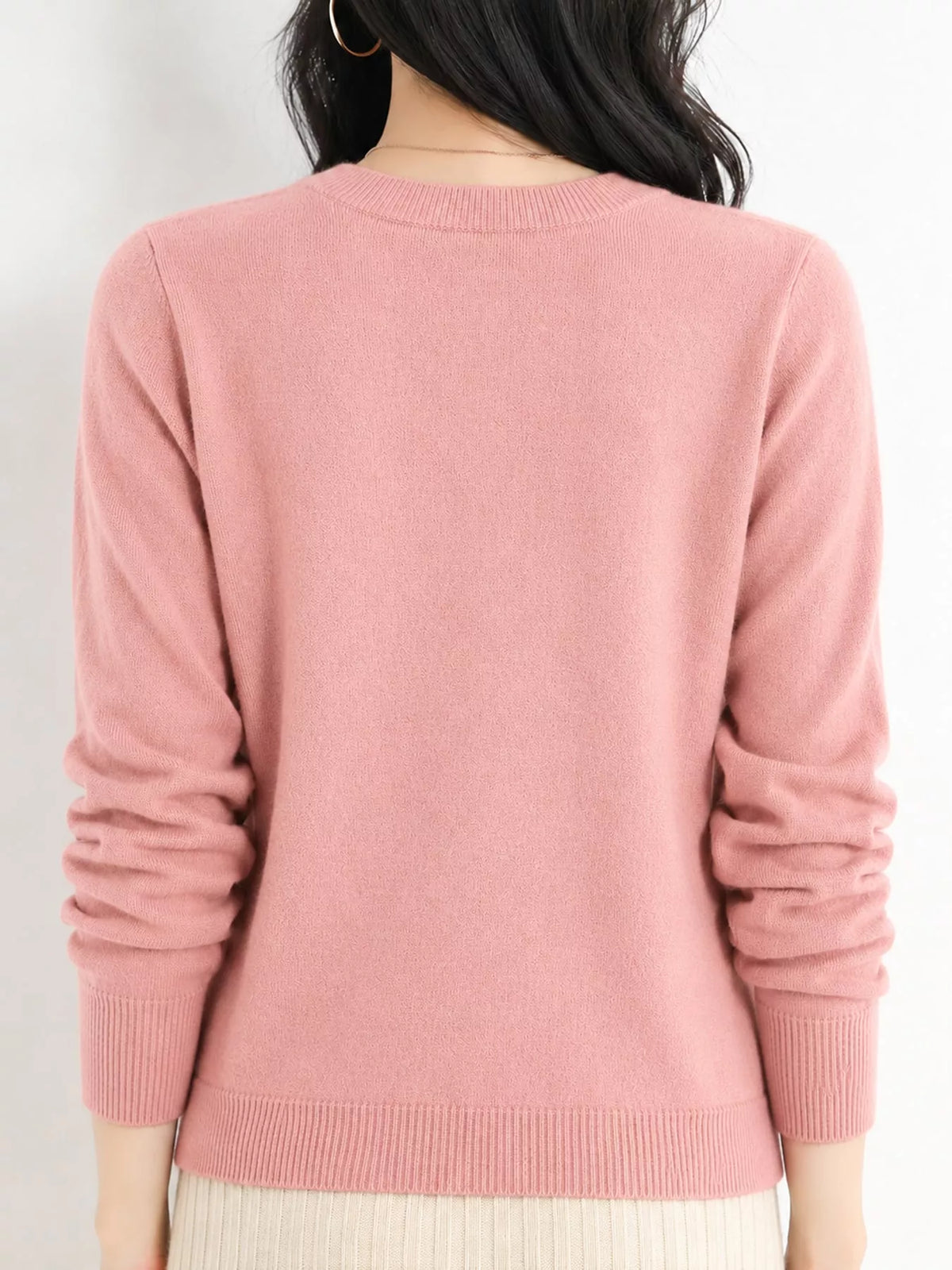 Crew Neck Long Sleeve Sweater — back view