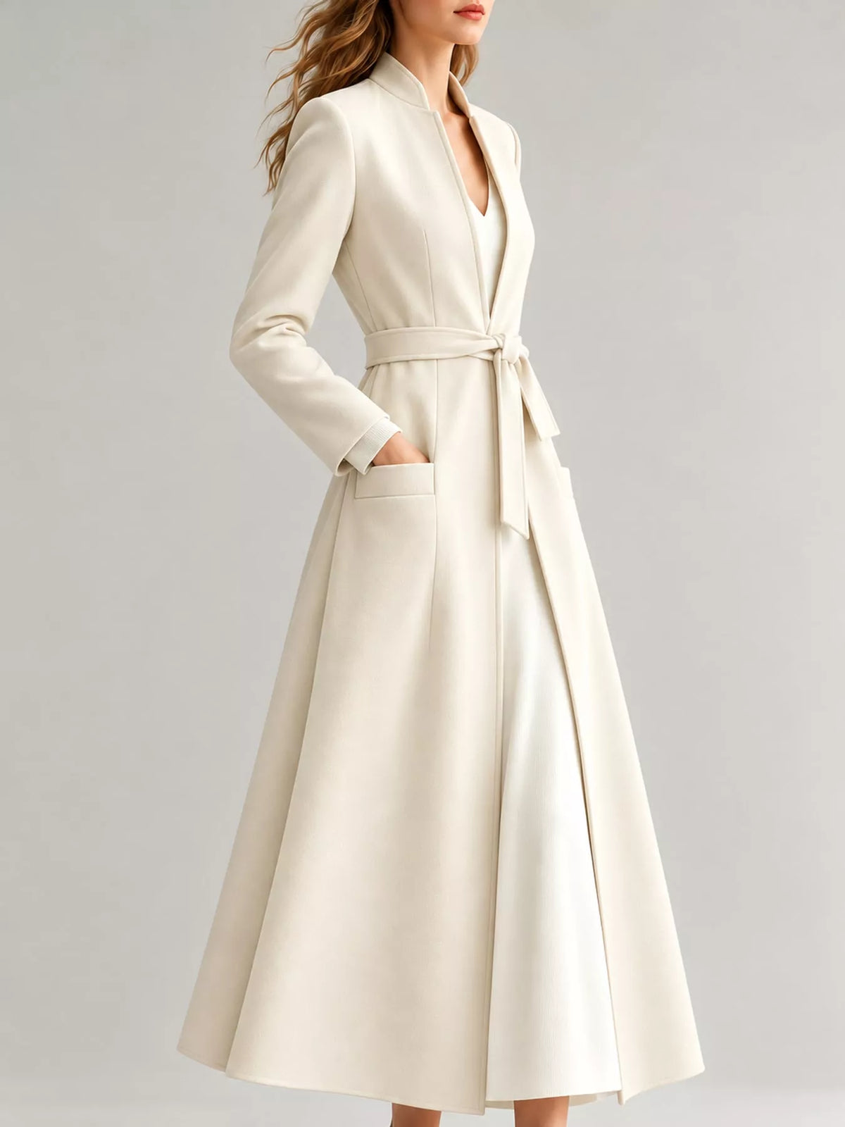 Longline Belted Trench Coat — side view