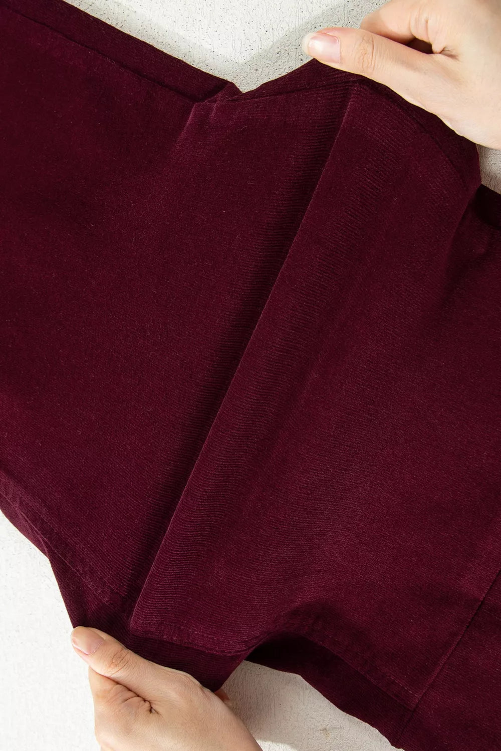Trendsi Corduroy Solid Color High Waist Wide Leg Pants -