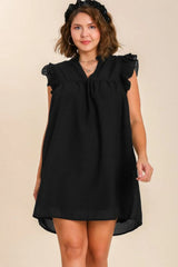 Trendsi Umgee Full Size Layered Ruffle Sleeve Mini Dress Plus Size -
