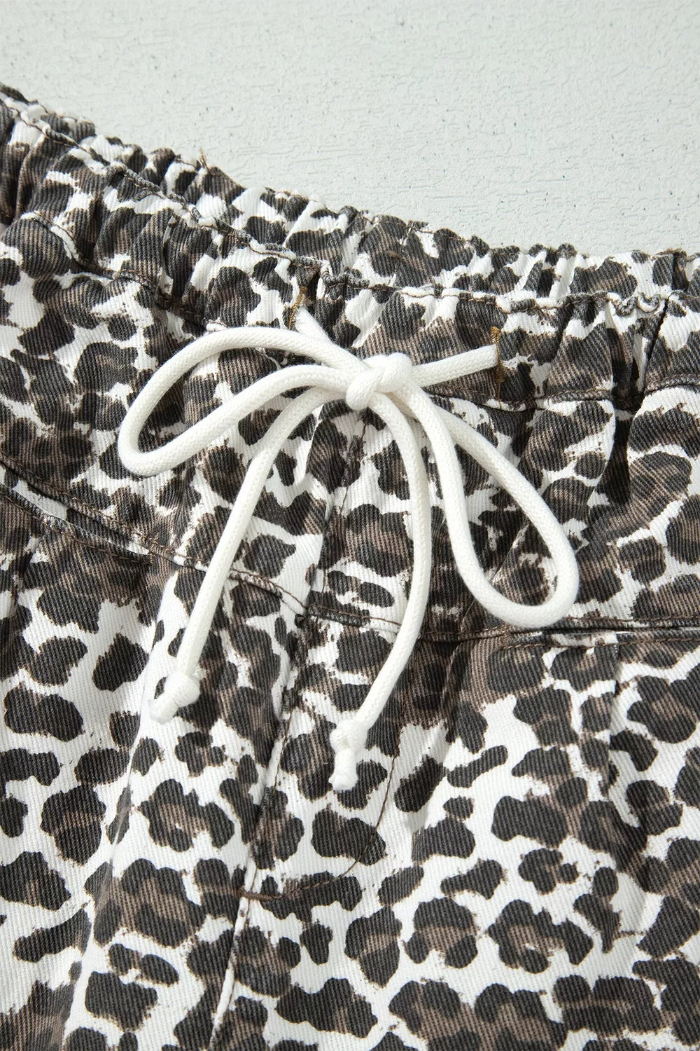 Trendsi Leopard Patchwork Elastic Waist Jeans -