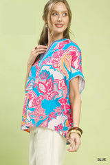 Trendsi Umgee Abstract Print Oversized Top -