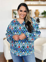 Trendsi Double Take Full Size Printed Balloon Sleeve Blouse -