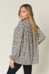Trendsi Double Take Full Size Leopard Long Sleeve Blouse - Shirts