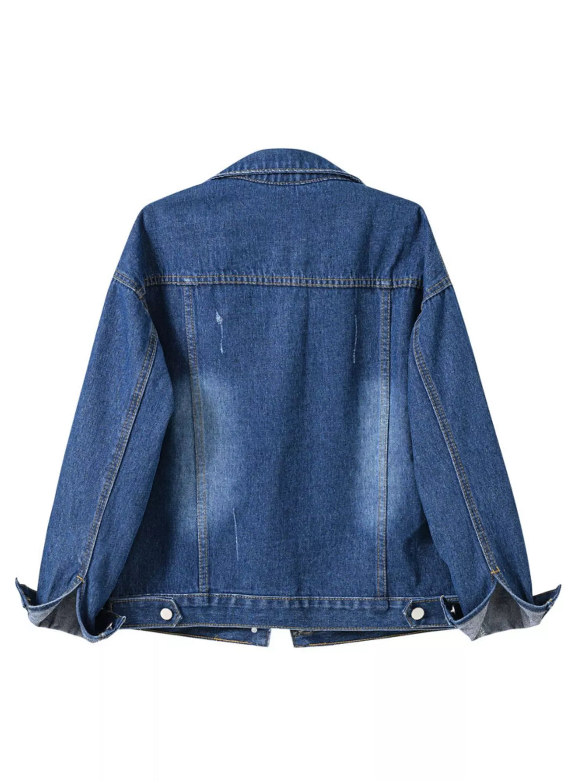 Button-Down Classic Cropped Denim Jacket — garment back