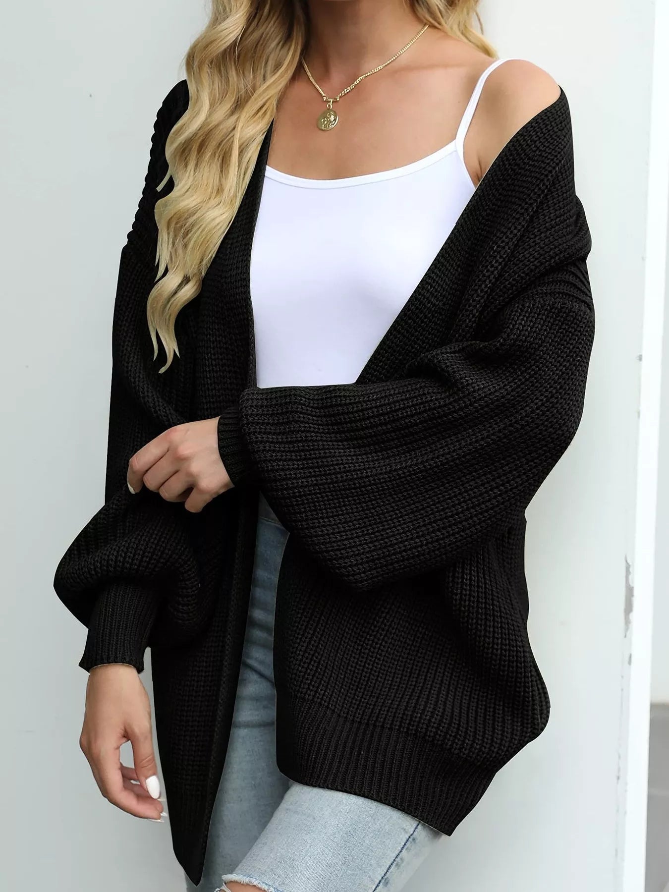 Trendsi Chunky Knit Open Front Cardigan -