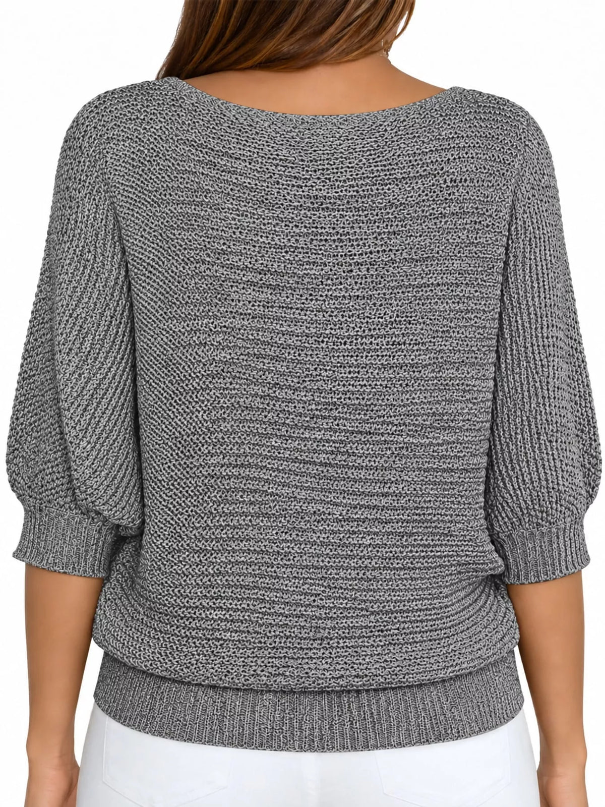 Three-quarter sleeve sweater, back view
