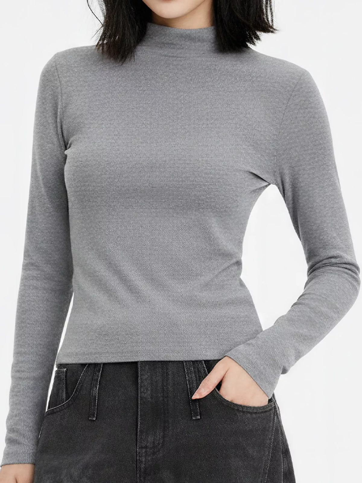 Dark heather gray long-sleeve T-shirt