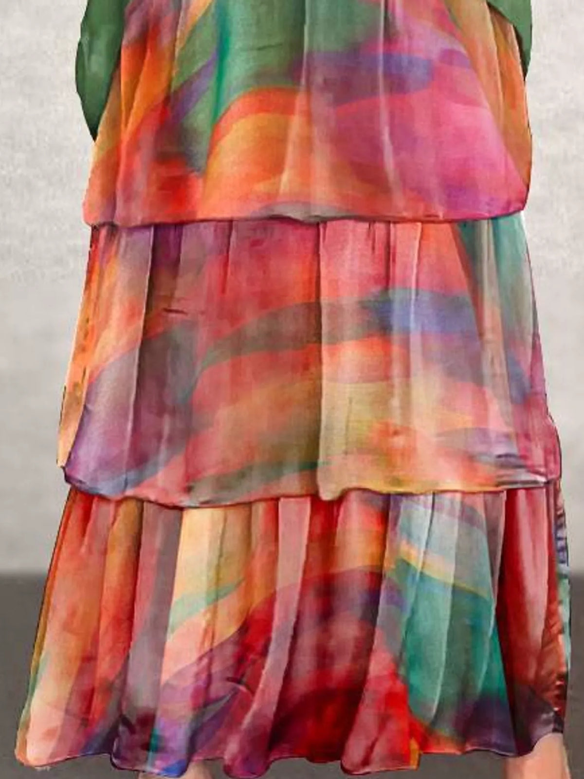 Layered maxi dress, multicolor skirt