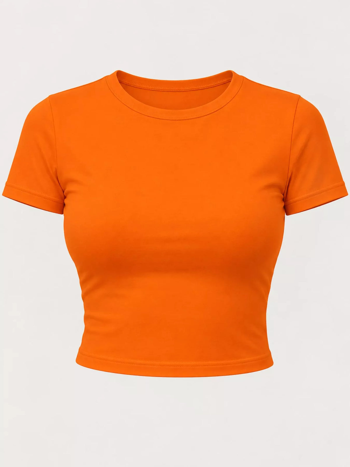 Orange crew neck crop T-shirt, front product view
