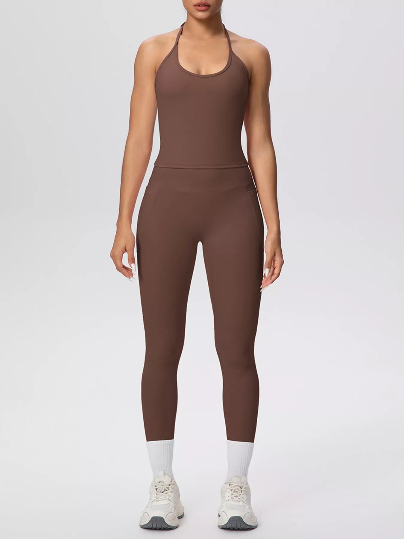 Trendsi Halter Neck Cami and High-Waisted Leggings Active Set -