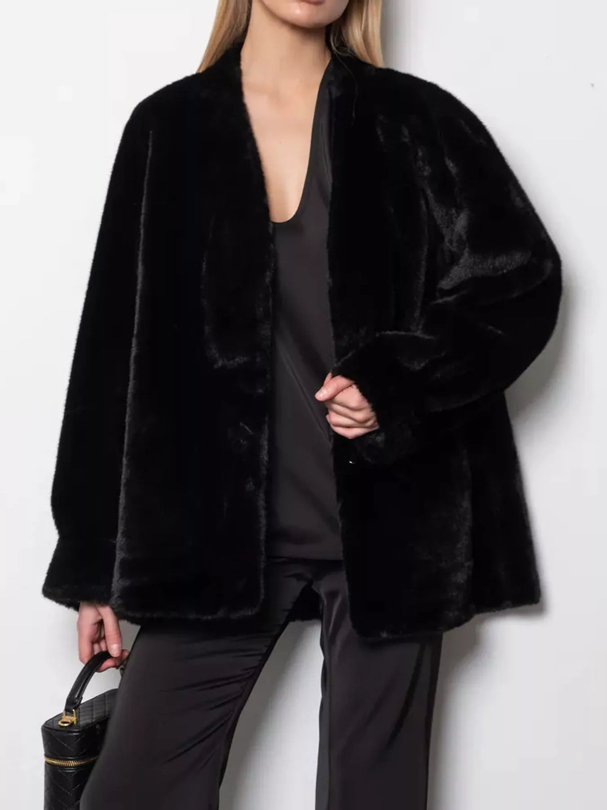 long sleeve jacket, front view on model