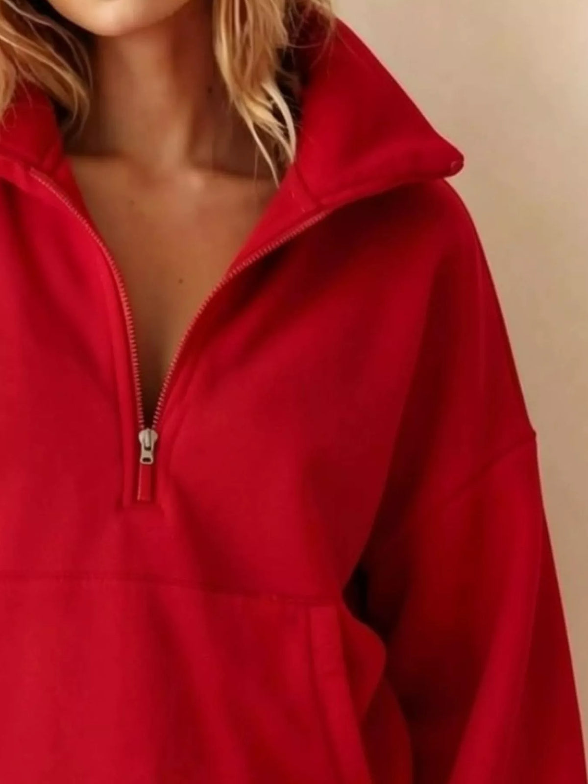 Half-Zip Fleece Sweatshirt — construction details