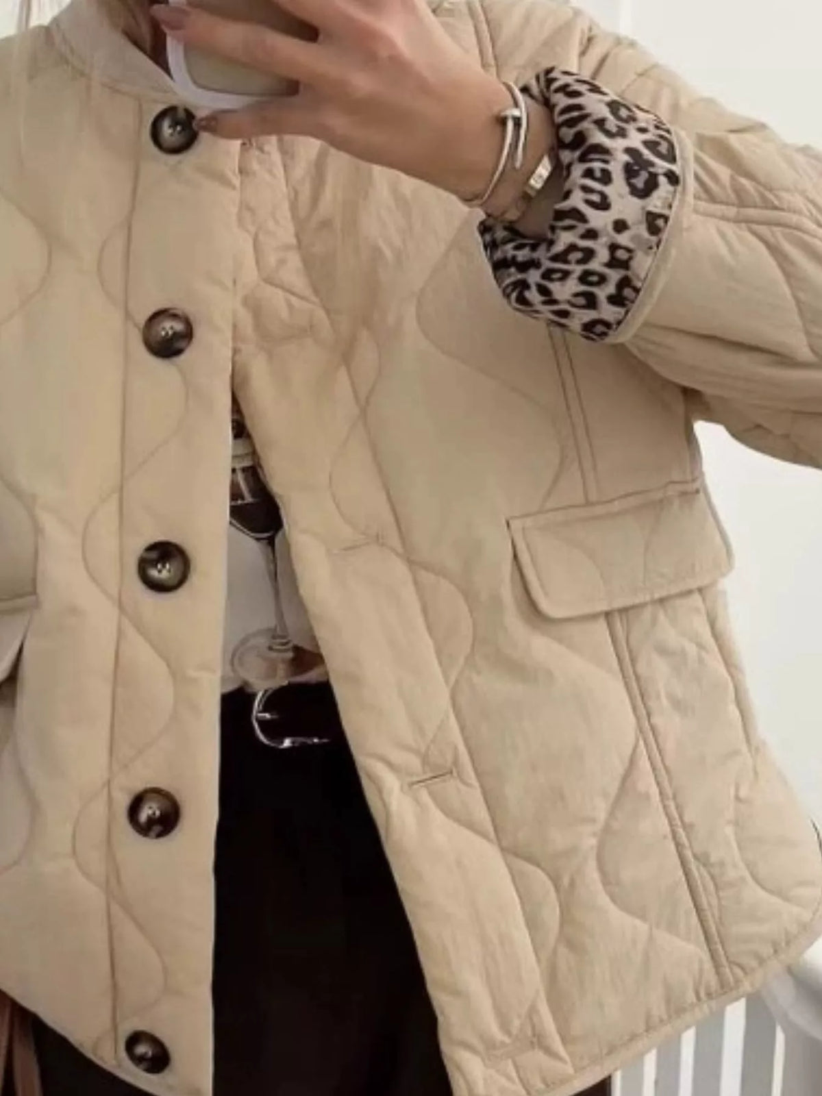 Quilted Button-Up Jacket — construction details