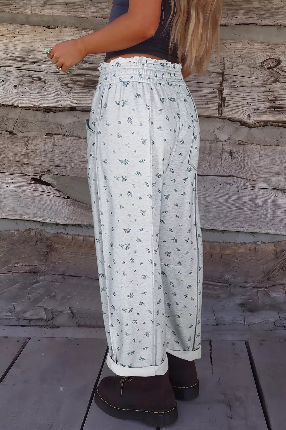 Trendsi Floral Print Elastic Waist Regular Fit Pants -
