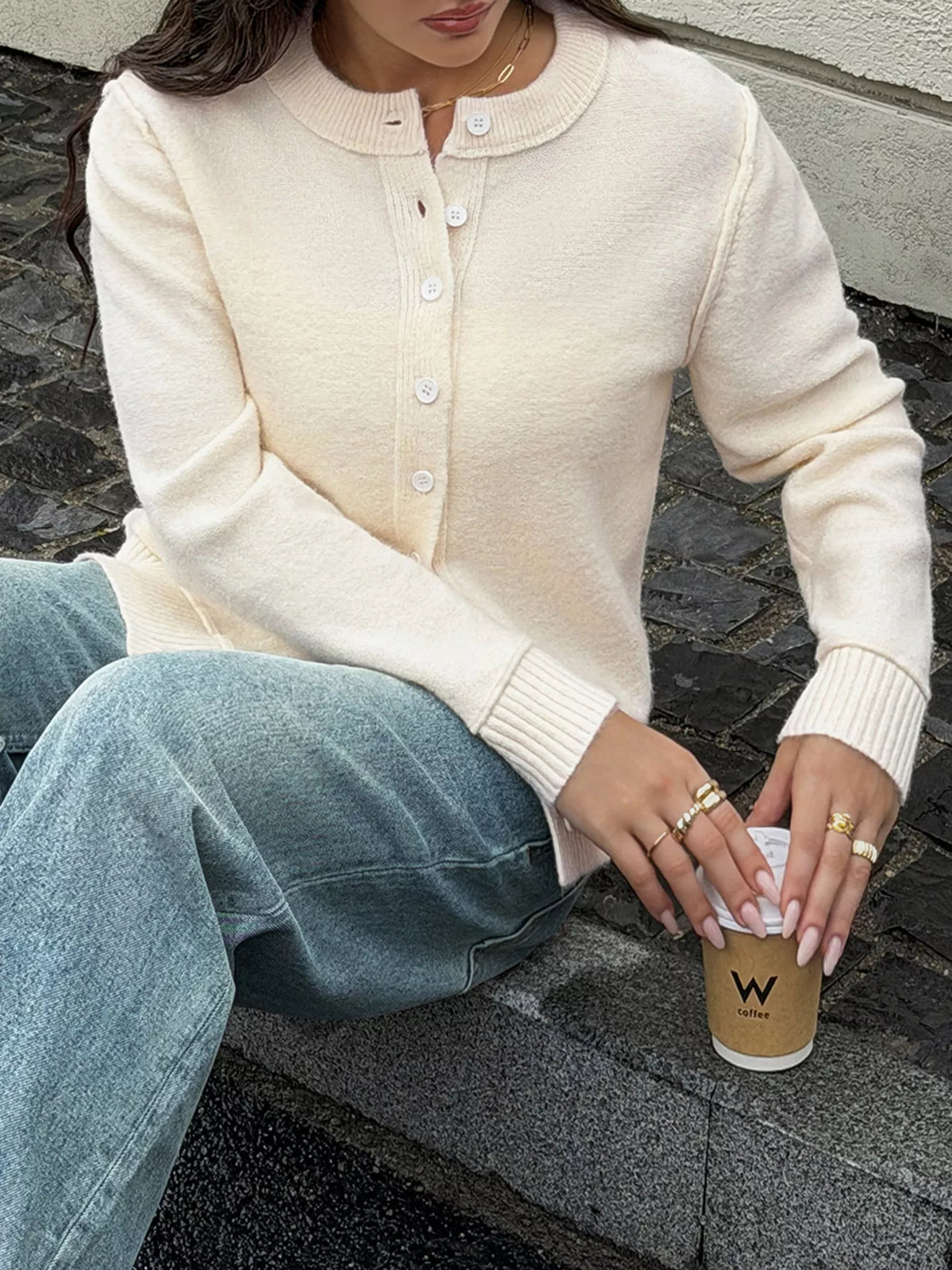 Button-down knit cardigan