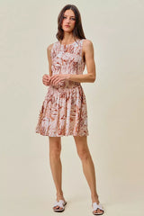 Trendsi SO ME Shell Print Smocked Fit And Flare Mini Lined Dress - Dresses