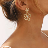 Trendsi Alloy Floral Drop Earrings -