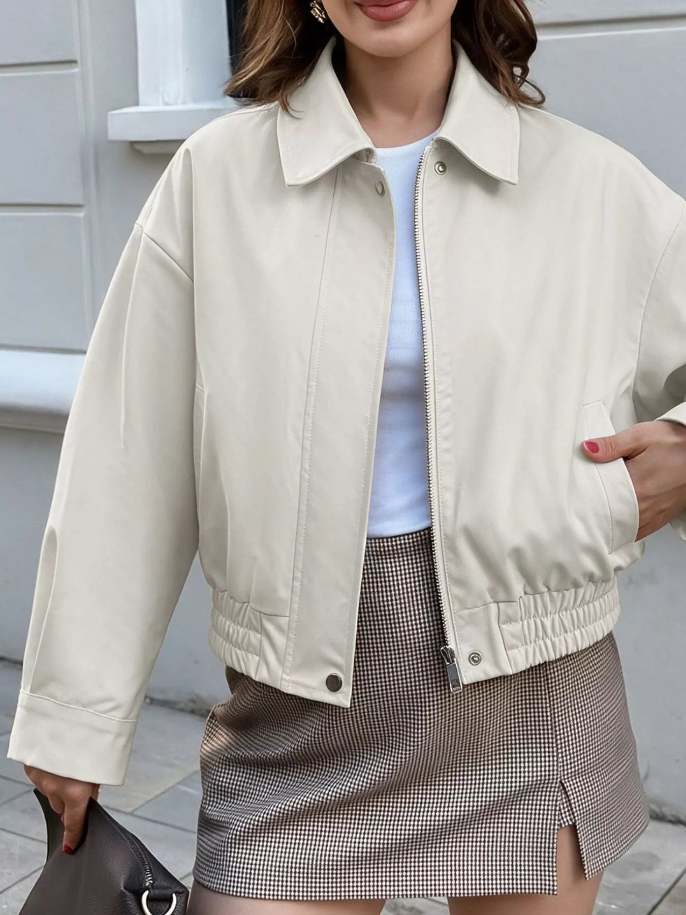Trendsi Cropped Faux Leather Jacket - Outerwear