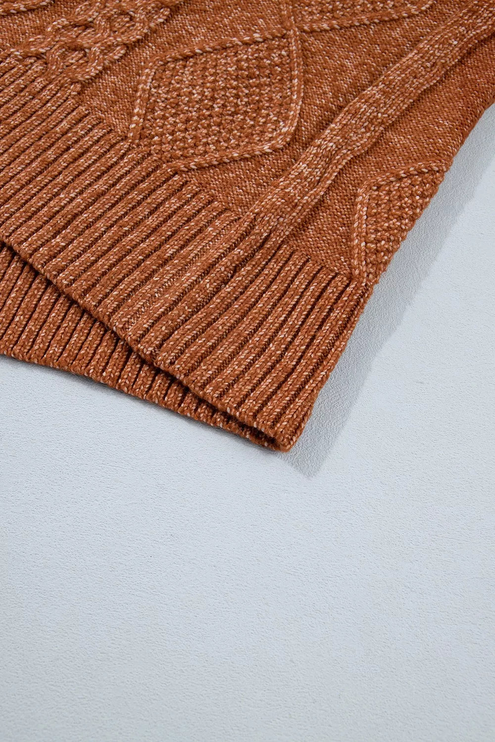 Trendsi Zip-Up Cable Knit Drop Shoulder Sweater Dress -