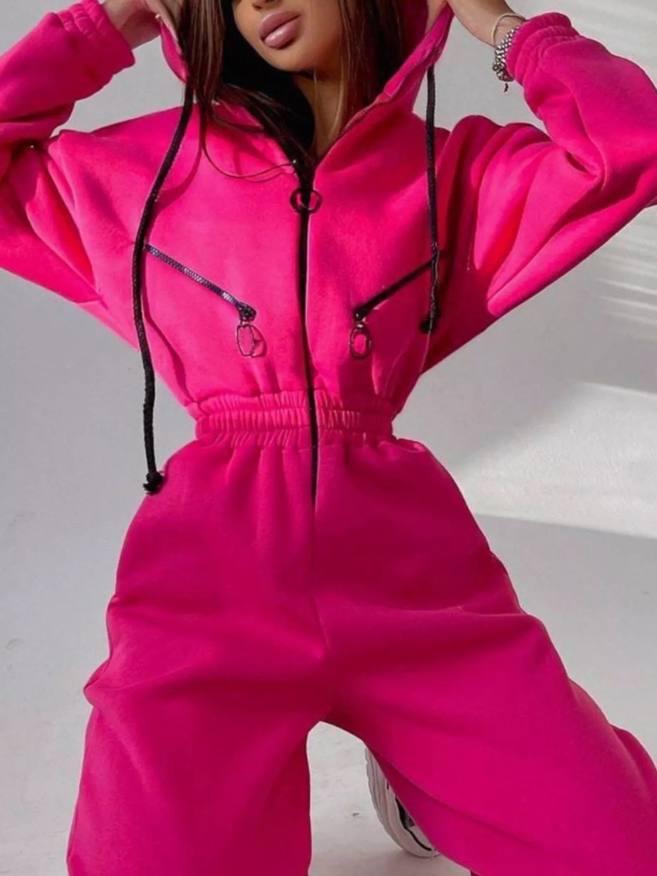 Trendsi Zip Front Dropped Shoulder Jumpsuit -