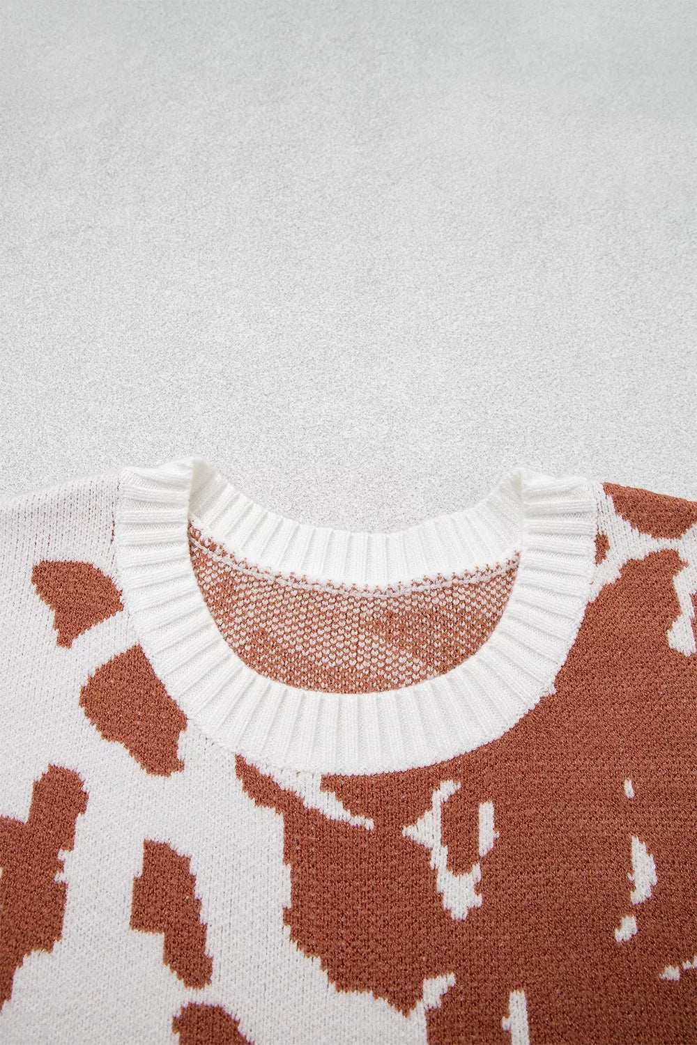 Trendsi Abstract Print Drop Shoulder Long Sleeve Round Neck Sweater -