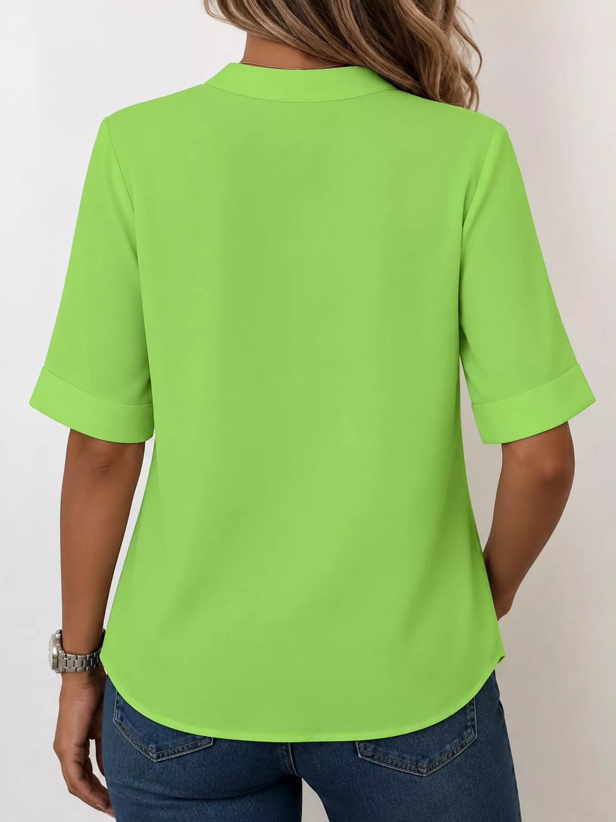 Notched-neck blouse, green back