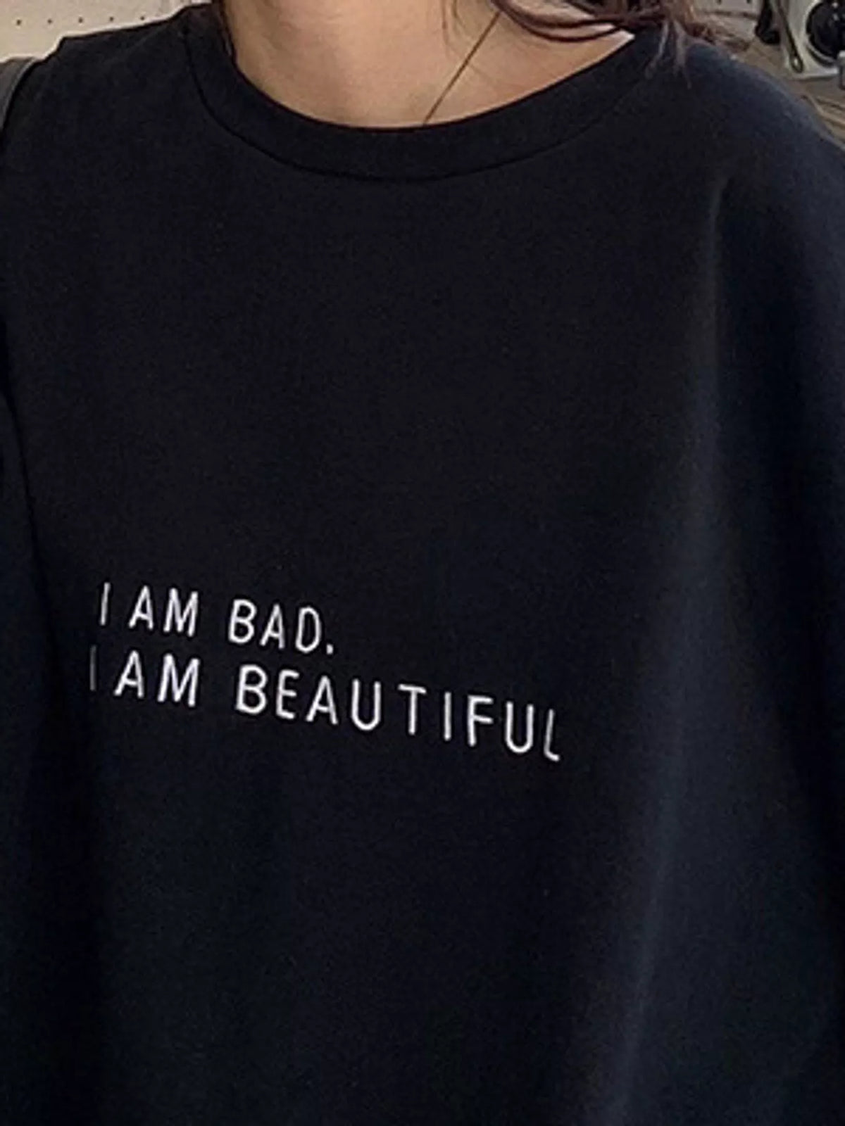 Letter-print sweatshirt, black lettering detail