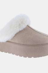 Trendsi Weeboo Thick Bottom Fur Trim Snow Slippers -