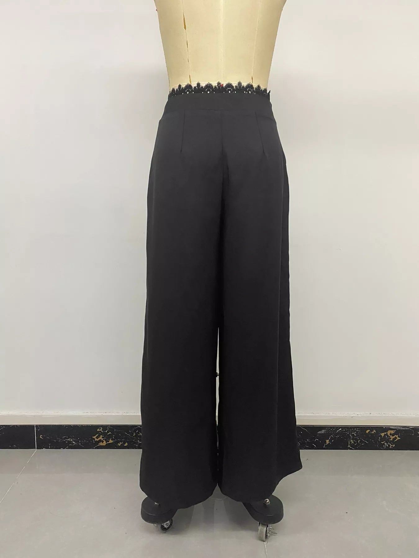 Trendsi High-Waisted Wide-Leg Lace-Trimmed Pants -