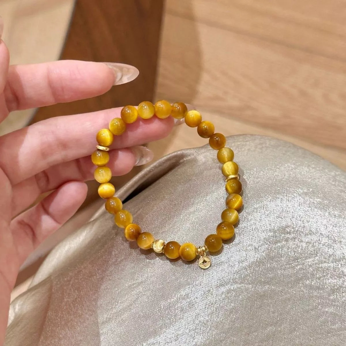 Trendsi Tiger Eye Beaded Bracelet -